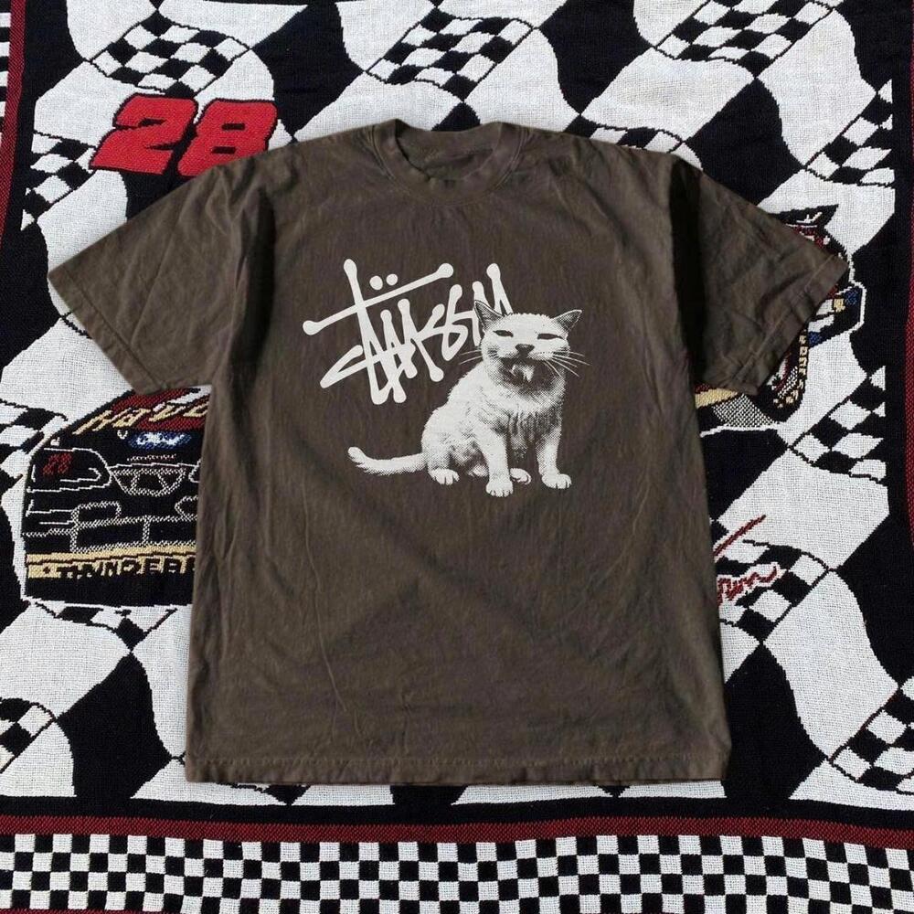 Brown StSsy Cat Tee